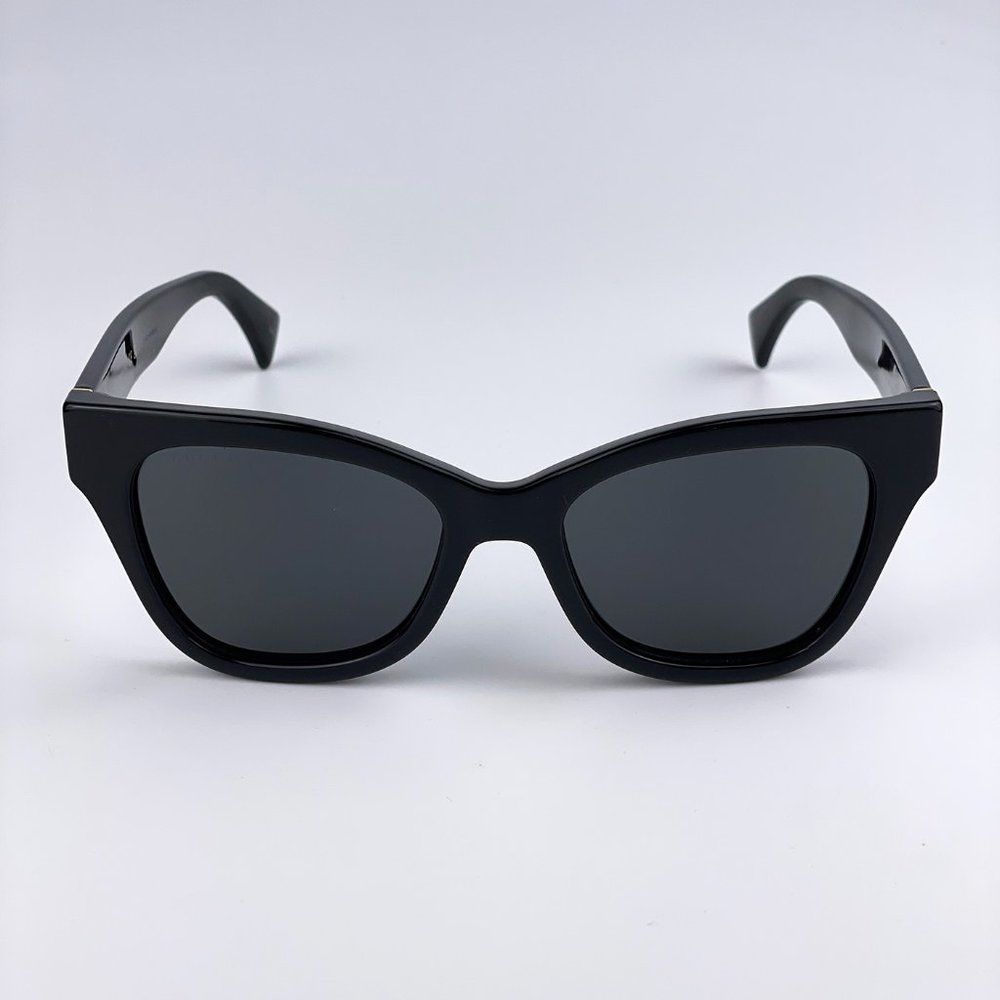 Gucci GG1133S 001 Sunglasses Shiny Black Dark Gray Cat Eye Women